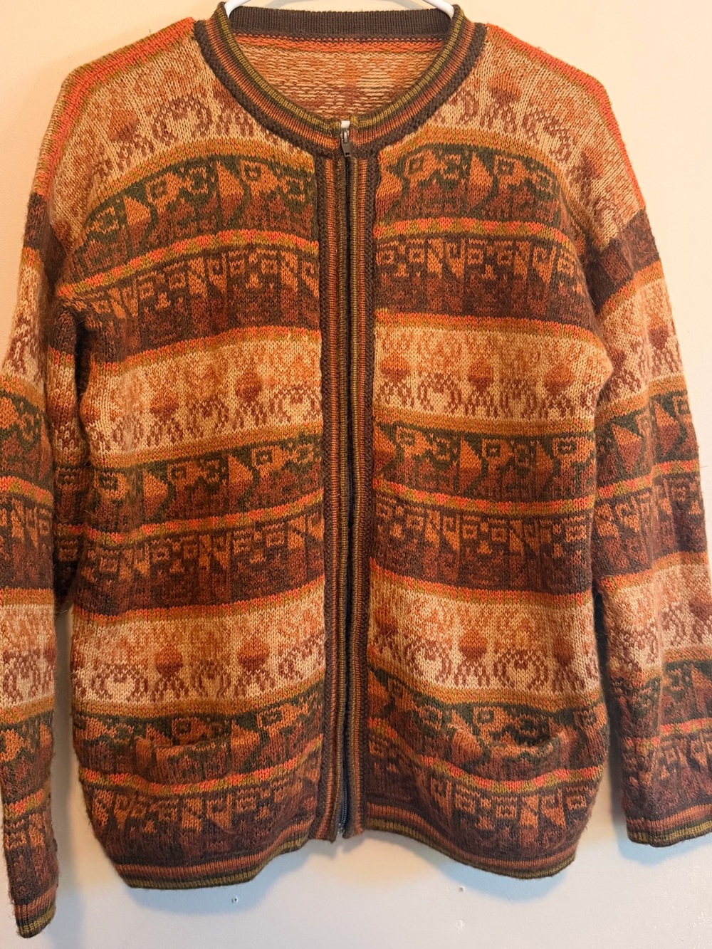 Vintage Peruvian Alpaca Wool Blend Cardigan Sweater size medium